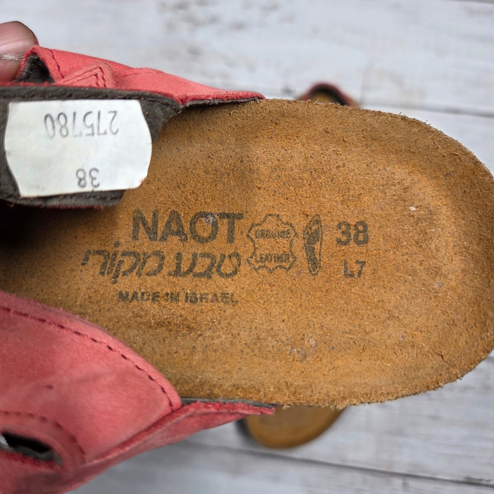 Naot Kayla Wedge Sandals Strappy Women 38 7 Pink Nubuck Leather Comfort - Picture 2 of 6